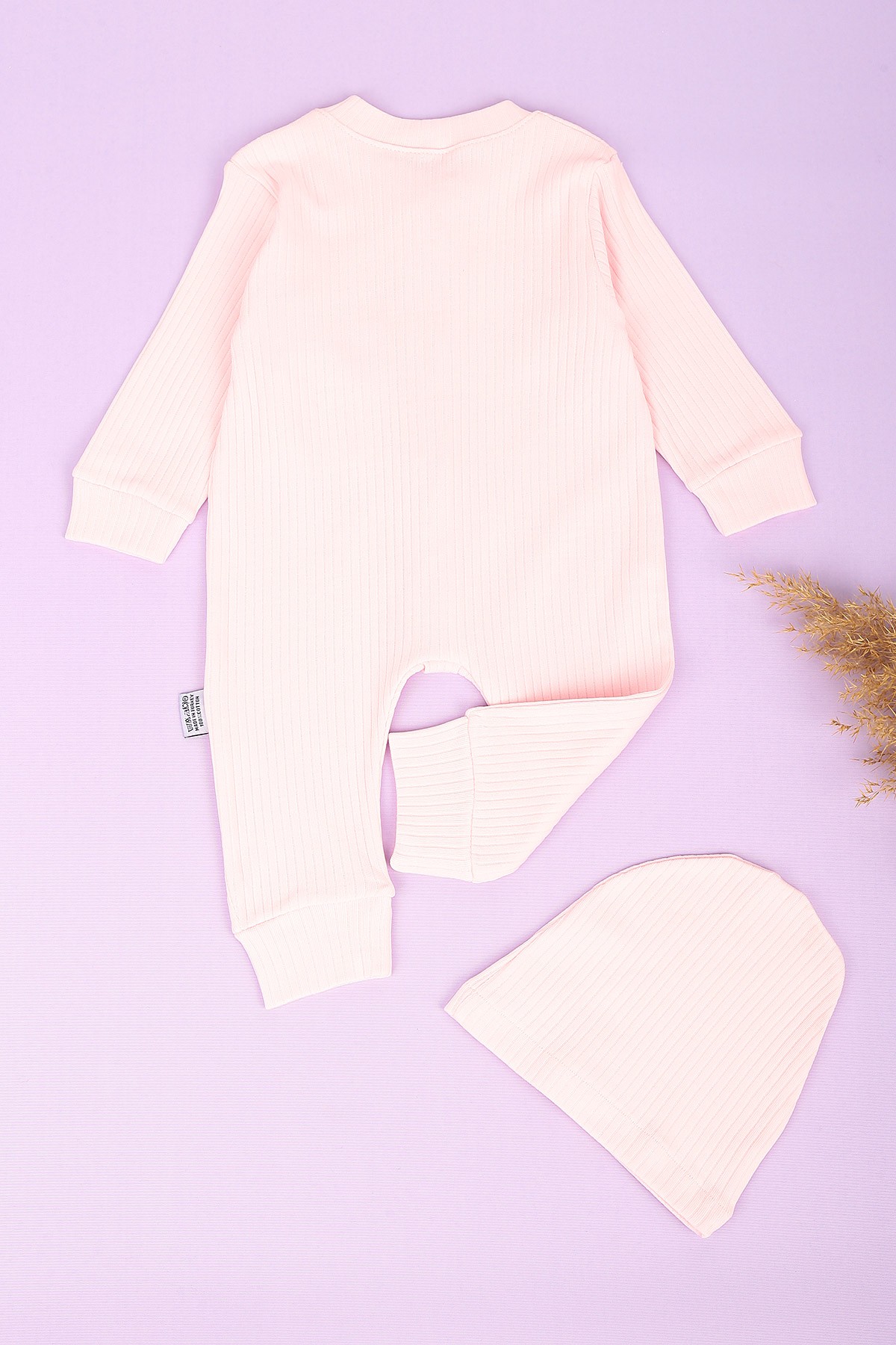 Pembe (3-12 Ay)Ayı Oyuncaklı Düğmeli Kız Çocuk Tulum 148011