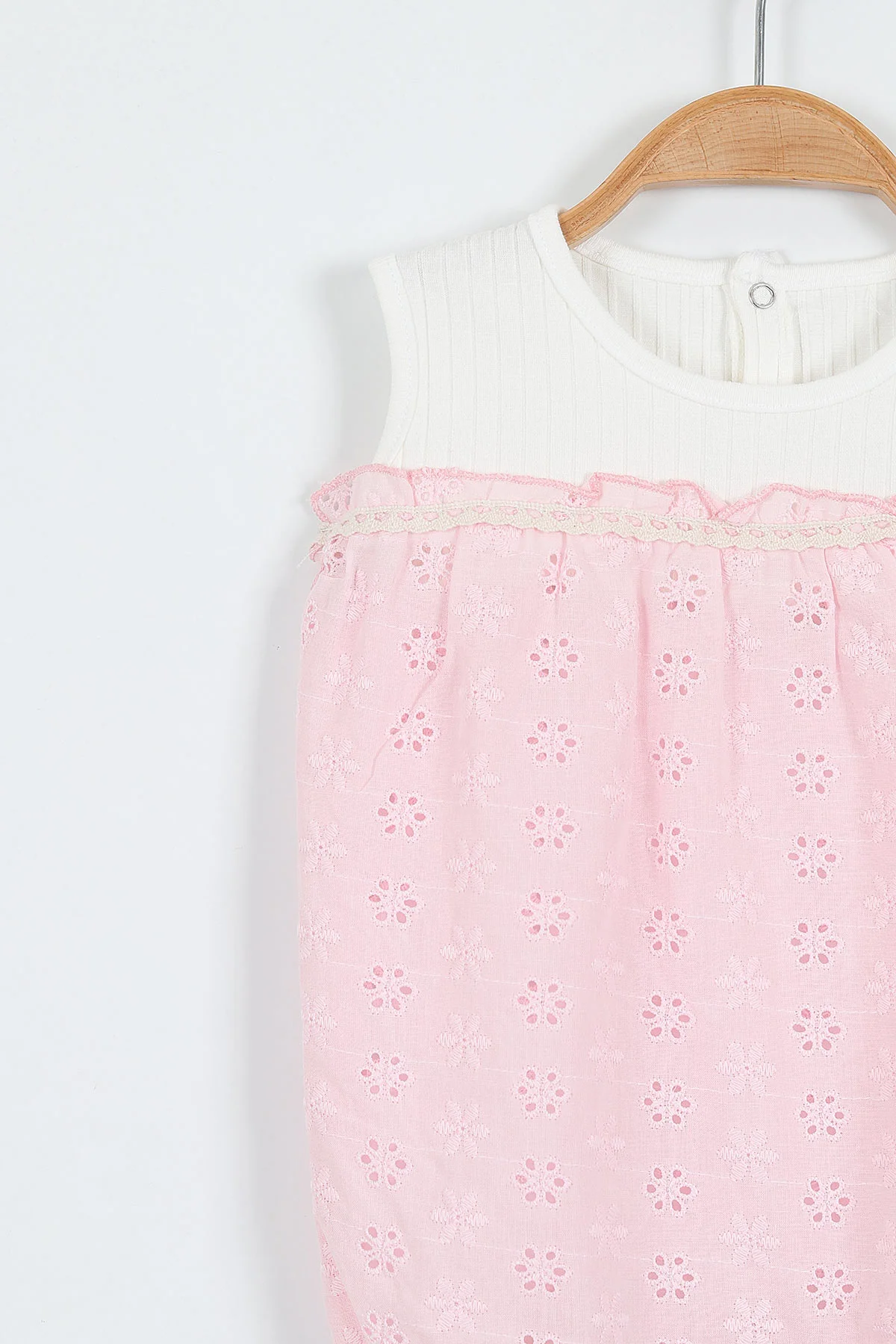 Pembe (3-12 Ay)Fistolu Alttan Çıtçıtlı Kız Bebek Zıbın Tulum 357443
