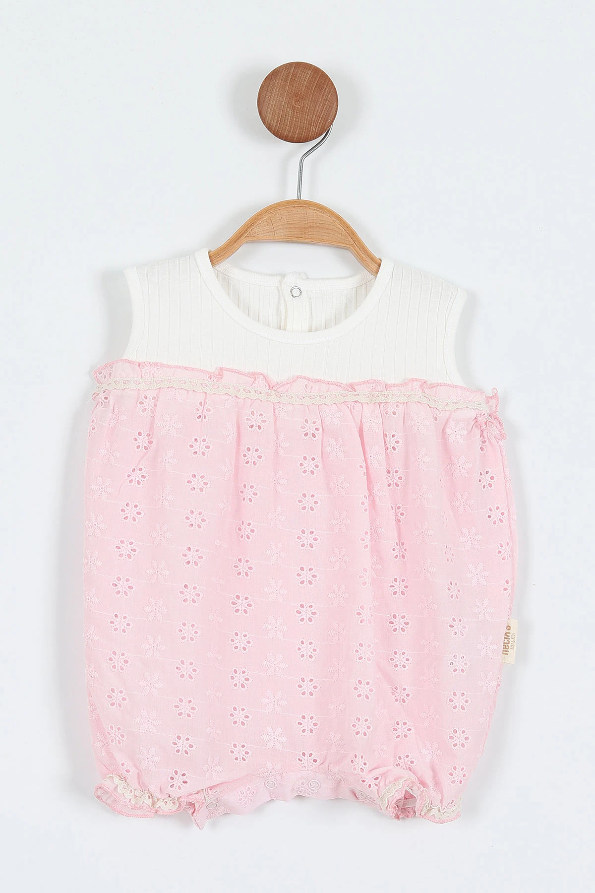 Pembe (3-12 Ay)Fistolu Alttan Çıtçıtlı Kız Bebek Zıbın Tulum 357443