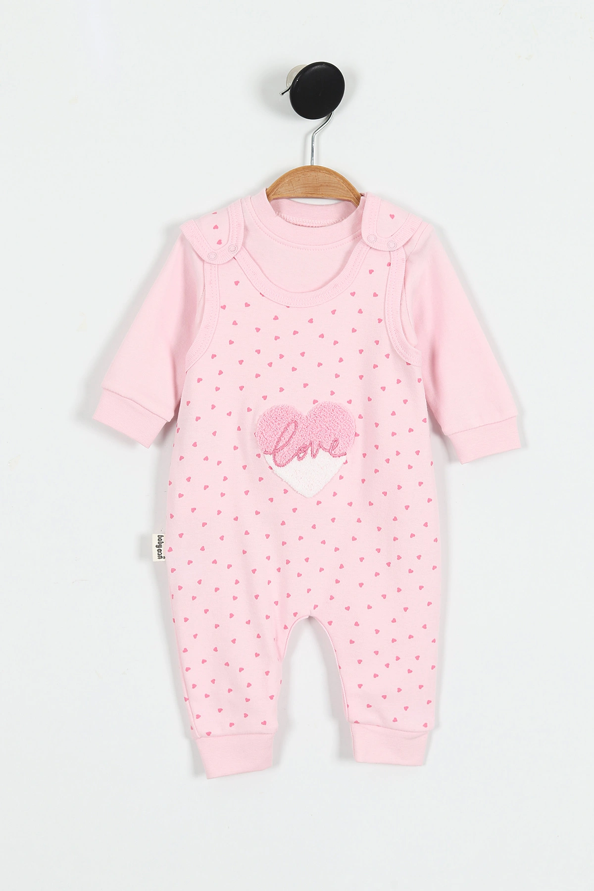 Pembe (3-12 Ay)Kalpli Süzene Nakışlı Kız Bebek Salopet Takım 424517