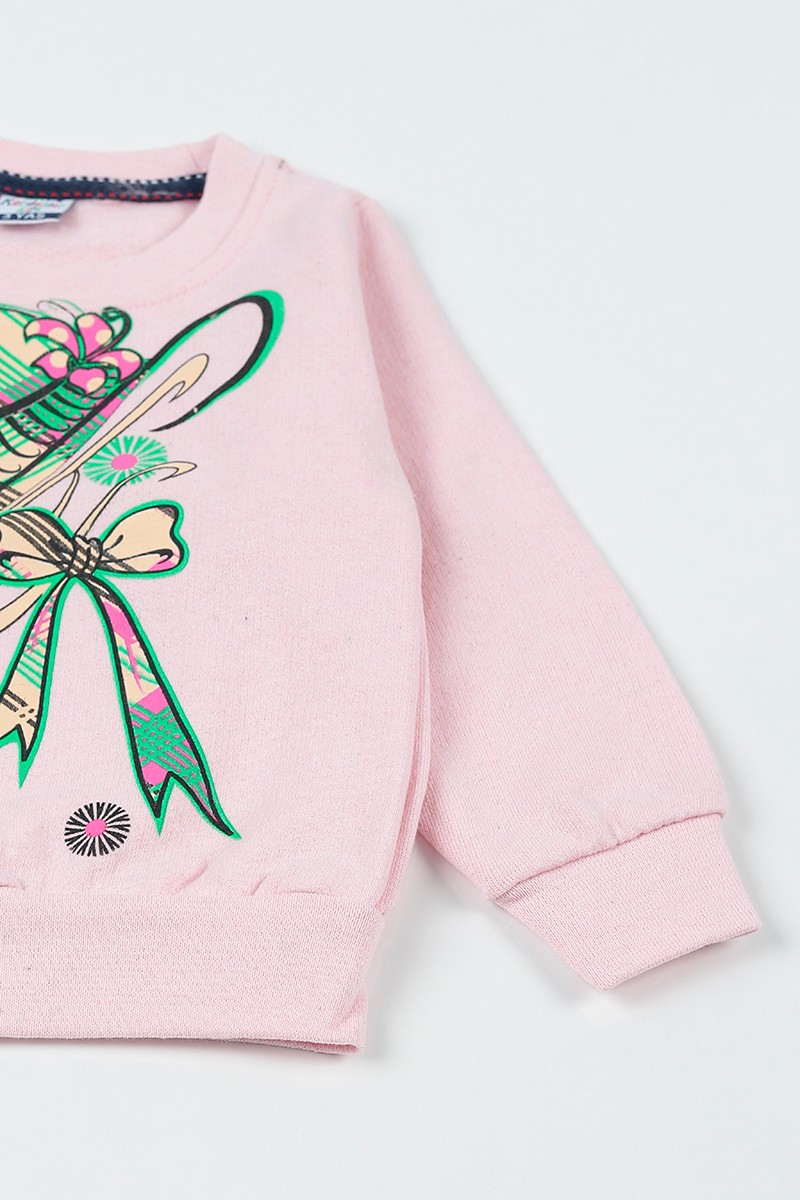 Pembe (3-12 Yaş) Baskılı Kız Çocuk Sweatshirt 92738