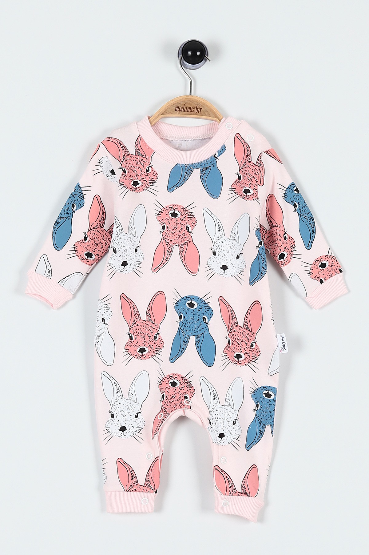 Pembe (3-15 Ay) Tavşan Baskılı Kız Bebe Tulum 184151