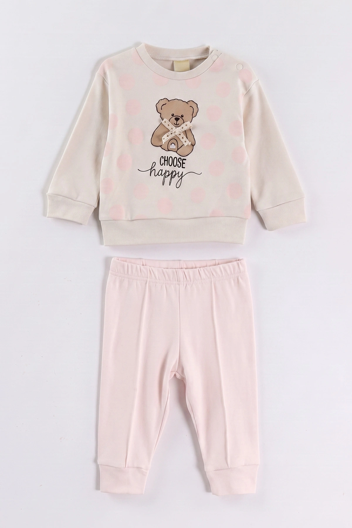 Pembe (3-18 Ay) Ayıcık Baskılı   Alt Çimalı  Kız Bebek 2'li Takım 477638