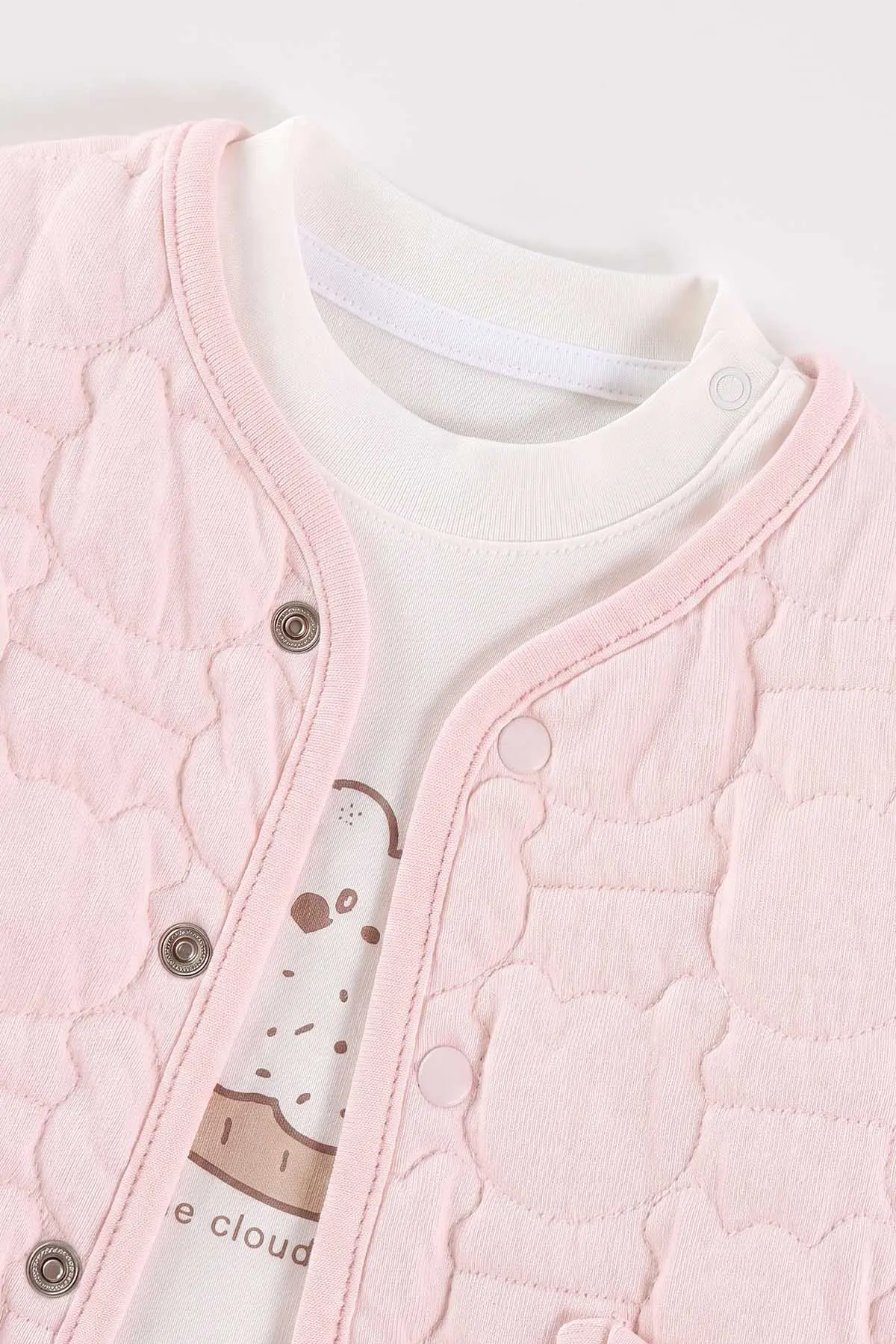 Pembe (3-18 Ay) Ayıcıklı Kapitone Ceketli Kız Bebek 3'lü Takım 486596