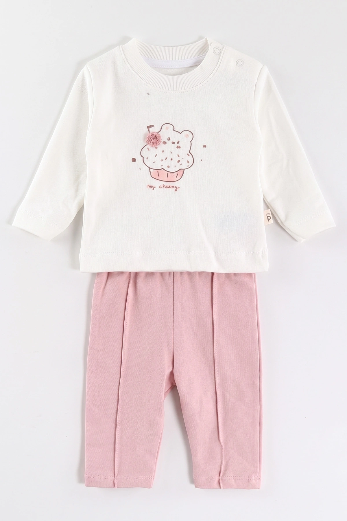 Pembe (3-18 Ay) Ayıcıklı Kapitone Ceketli Kız Bebek 3'lü Takım 486596