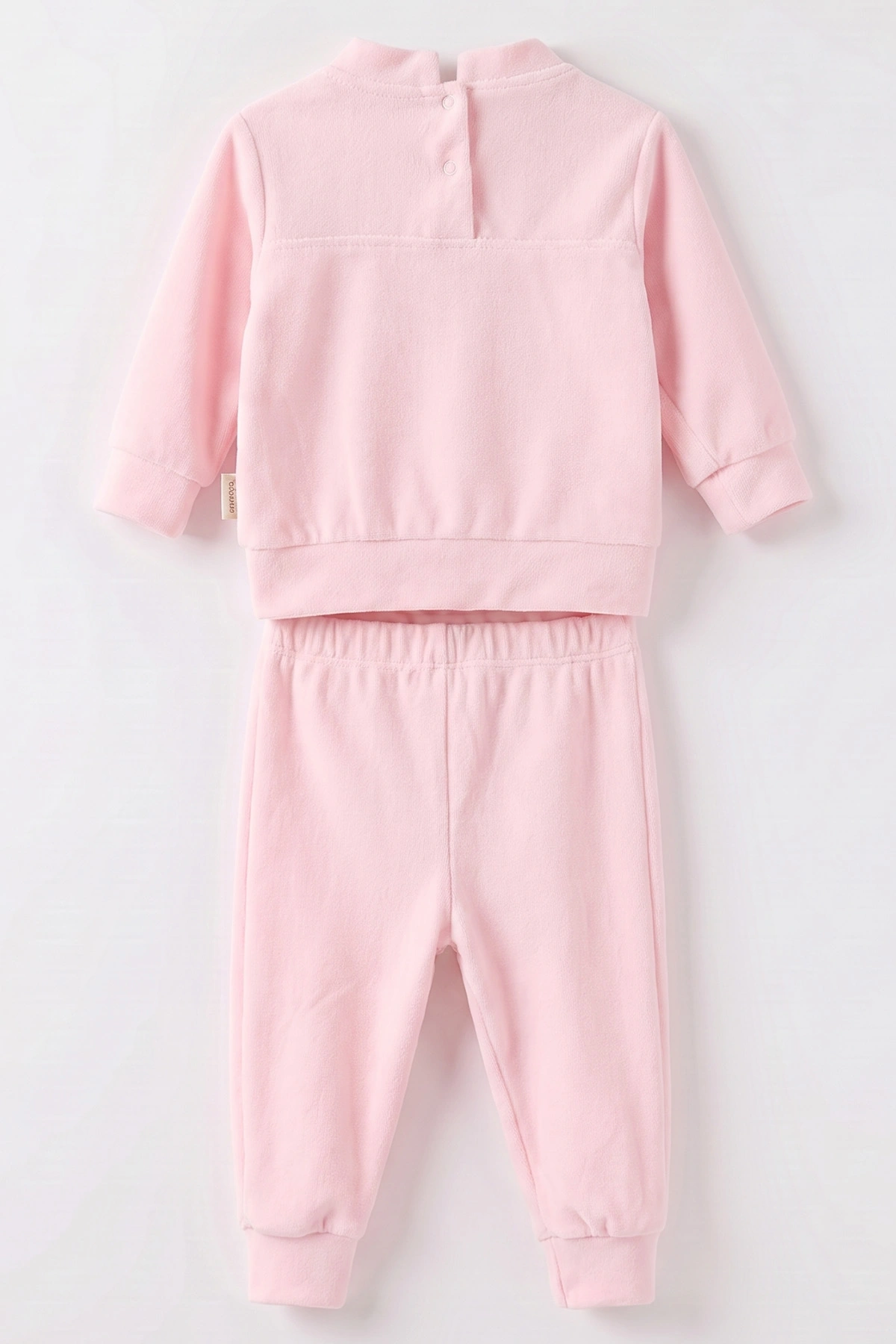 Pembe (3-18 Ay) Best Mom Ever Nakışlı Kadife Kız Bebek Takım 487632