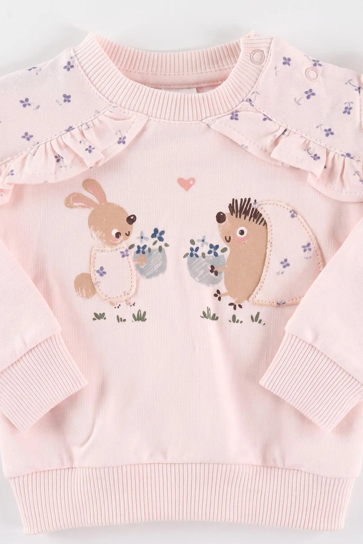Pembe (3-18  Ay) Bunny Aplikeli Fırfırlı  2'li Kız Bebek  Takım 473011