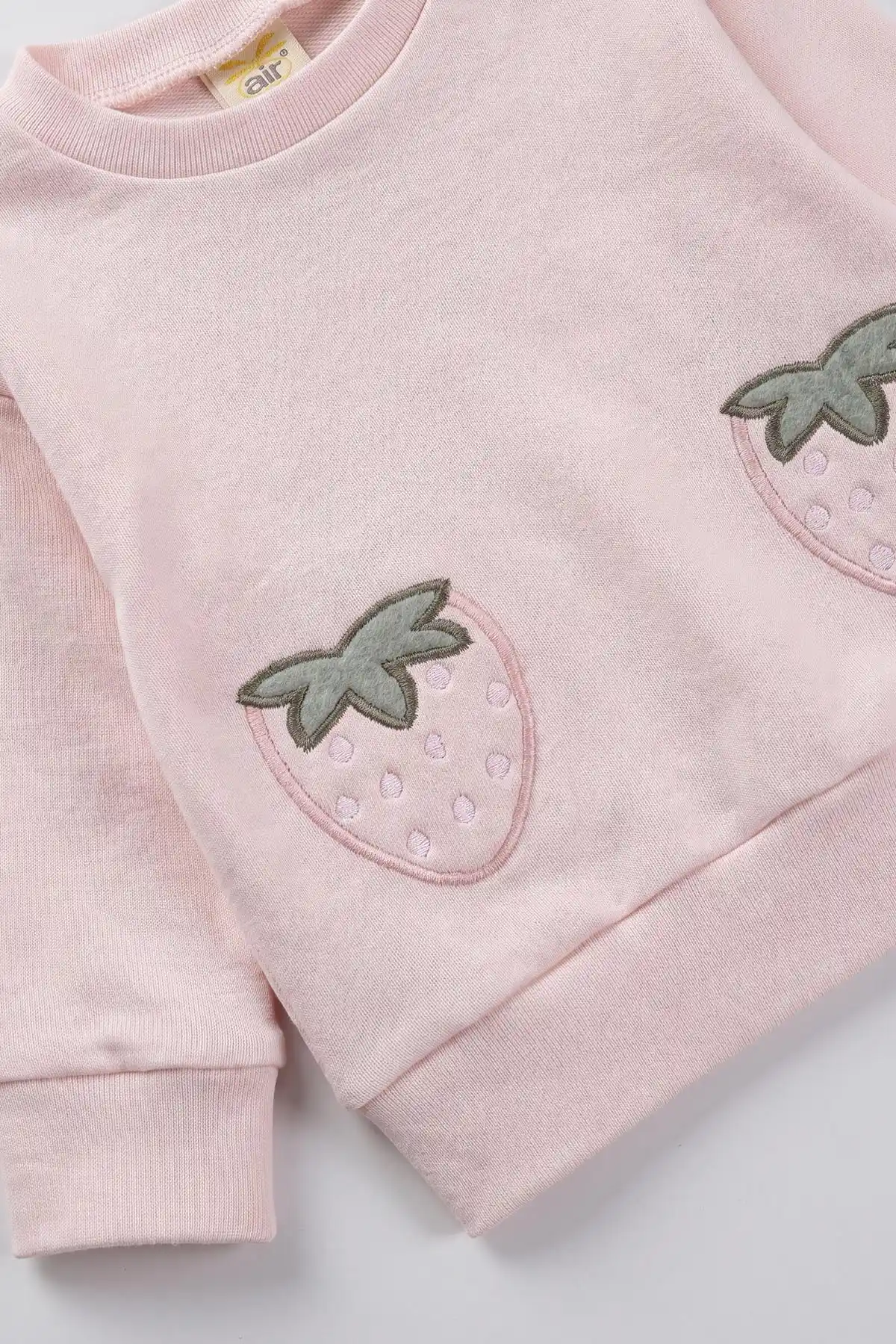 Pembe (3-18 Ay) Çilek Nakışlı Alt Çimalı Kız Bebek 2'li Takım 477539
