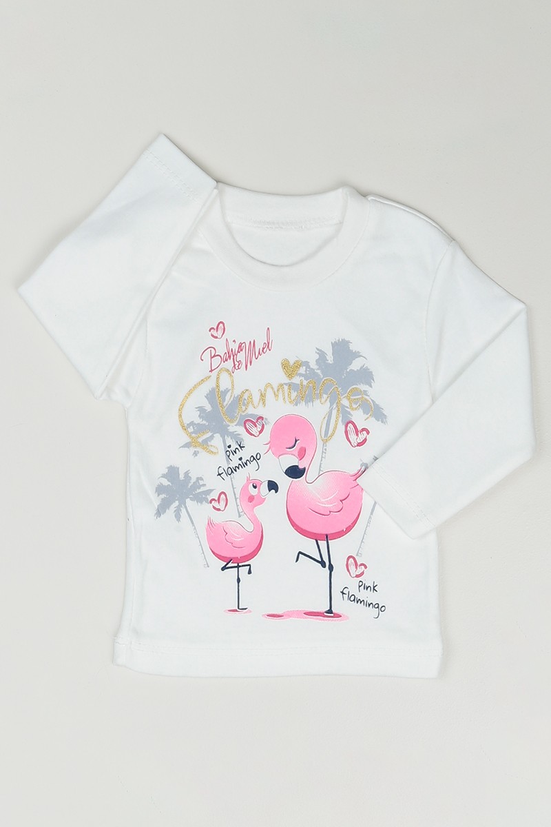 Pembe (3-18 Ay) Flamingo Baskılı Kız Çocuk Üçlü Takım 86069