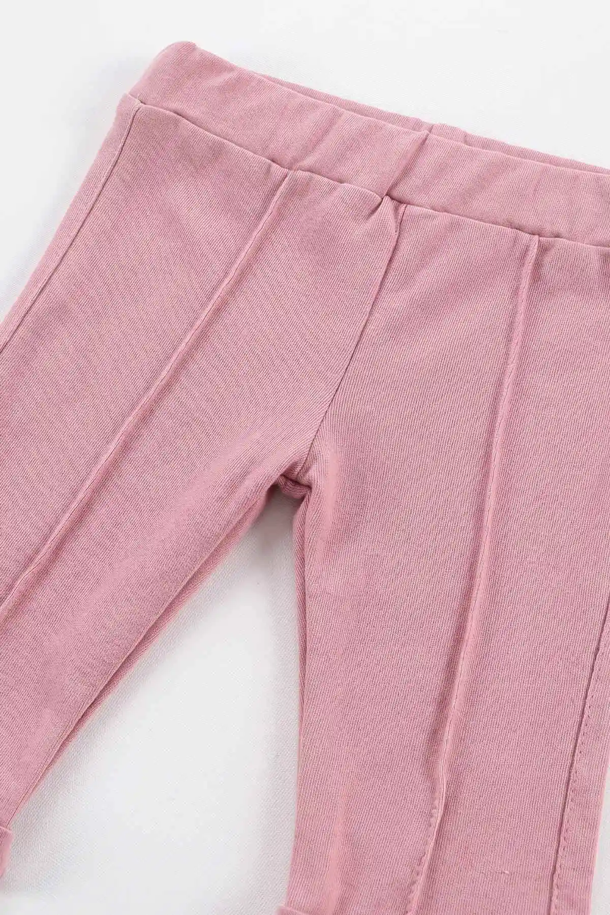 Pembe (3-18 Ay) Kanguru Cepli Nakışlı Waffle  Kız Bebek Takım 487641