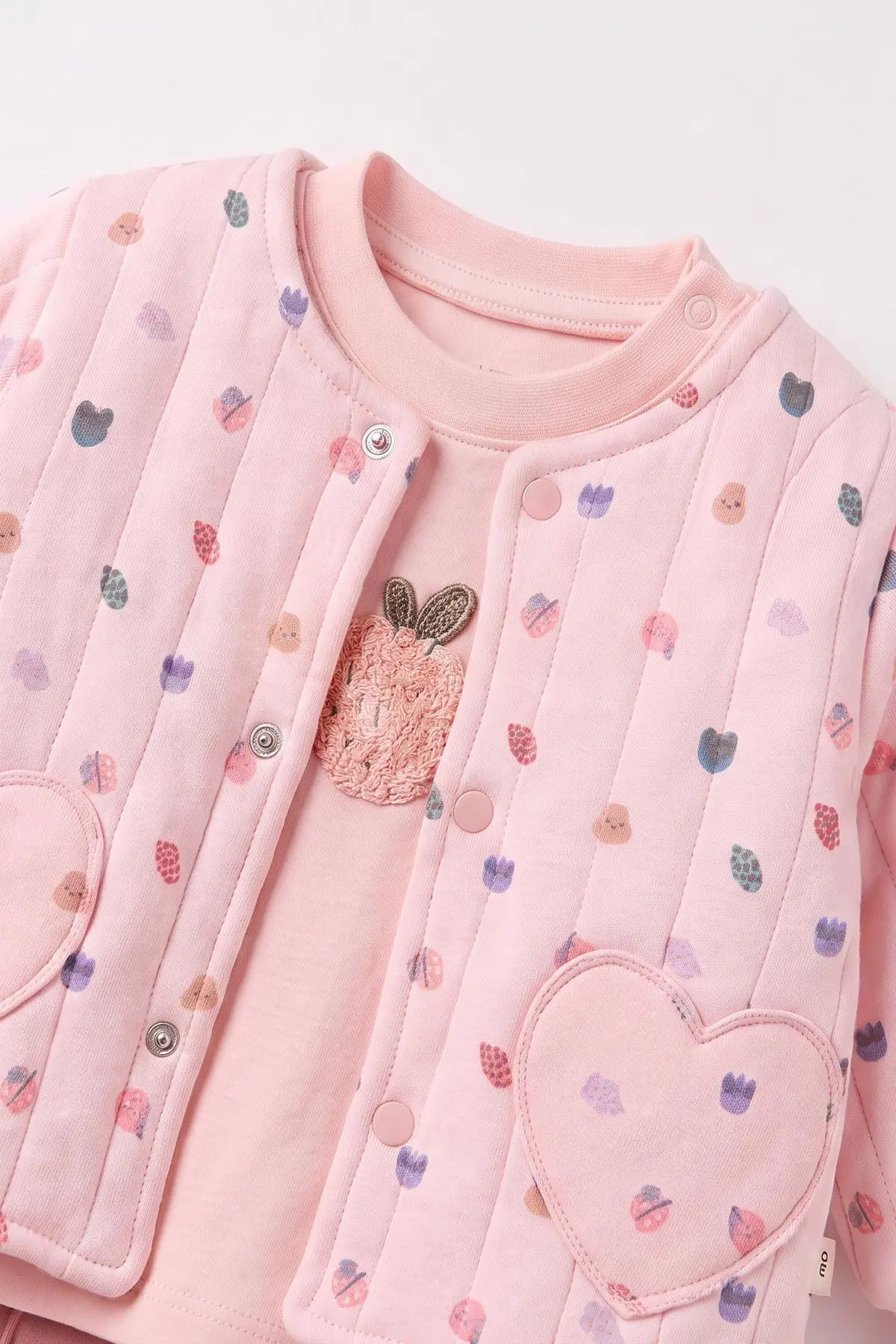 Pembe (3-18 Ay) Kapitone Ceketli Kız Bebek 3'lü Takım 486591