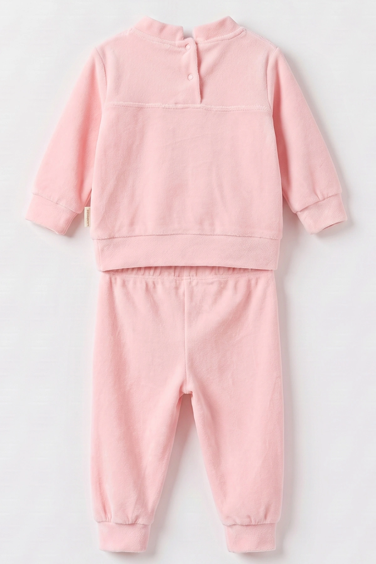 Pembe (3-18 Ay) Nakışlı Kadife Kız Bebek Takım 487636