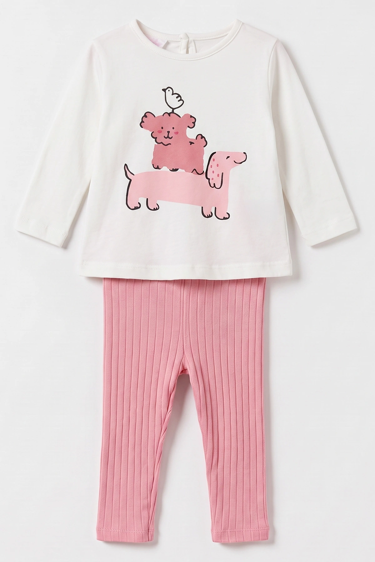 Pembe (3-18 Ay) Raporlu Hırkalı Cepli 3'lü Kız Bebek Takım 476159