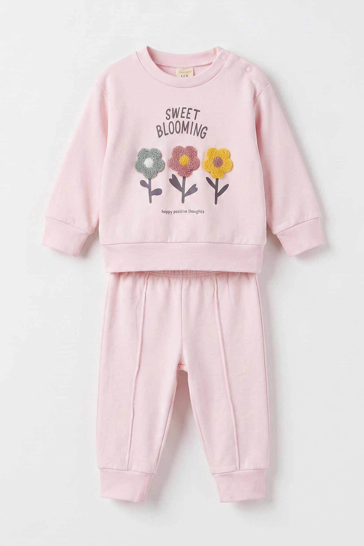 Pembe (3-18 Ay) Süzene Çiçek Nakışlı  Alt Çimalı  Kız Bebek 2'li Takım 477534