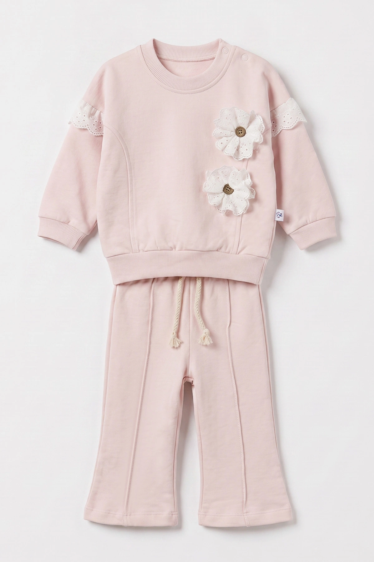 Pembe (3-24 Ay) Fistolu Çiçek Nakışlı Alt Çimalı   Kız Bebek Takım 480600