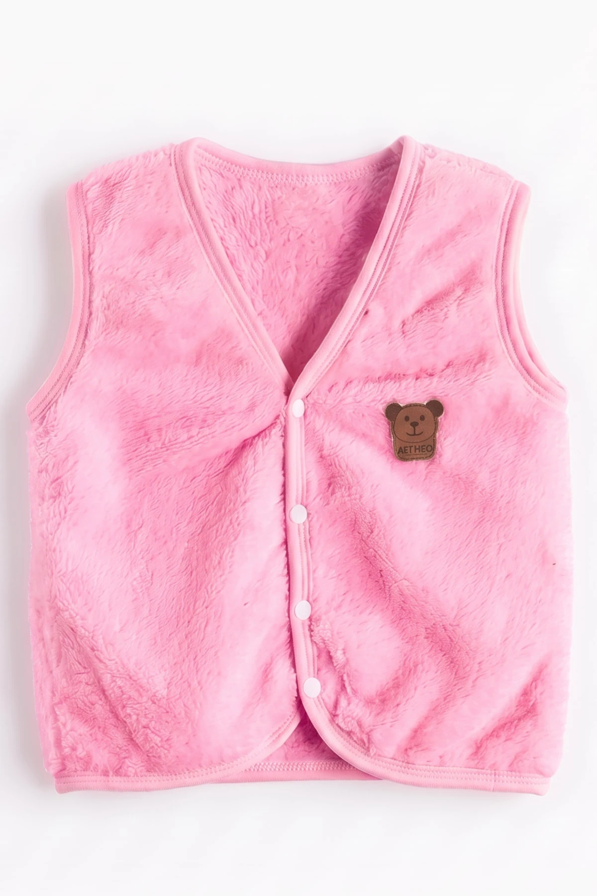 Pembe (3-6 Yaş) Ayıcık Armalı Peluş Çocuk Yelek 493765