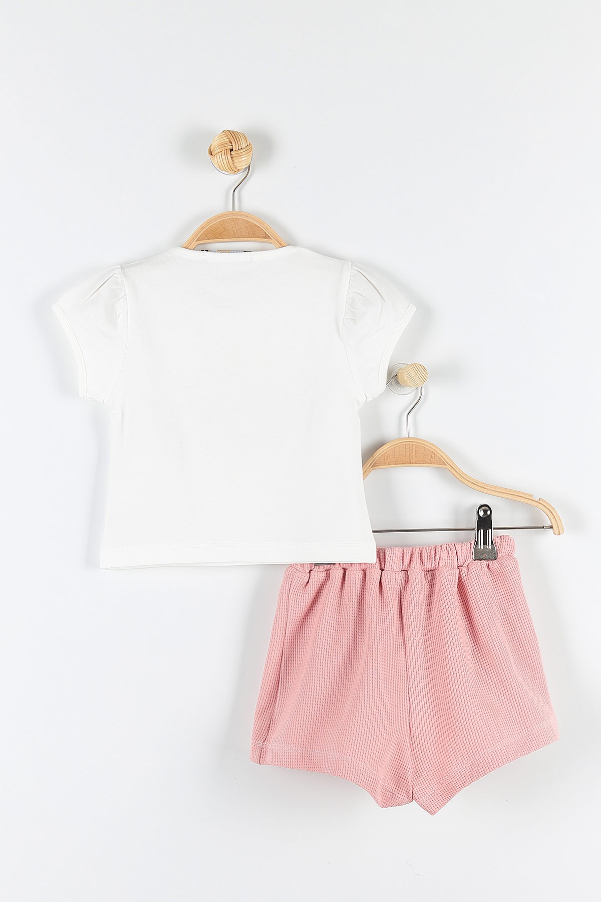 Pembe (3-6 Yaş) Çiçek Baskılı Çep Detaylı Belden Bağlamalı Kız Çocuk Takım 171335