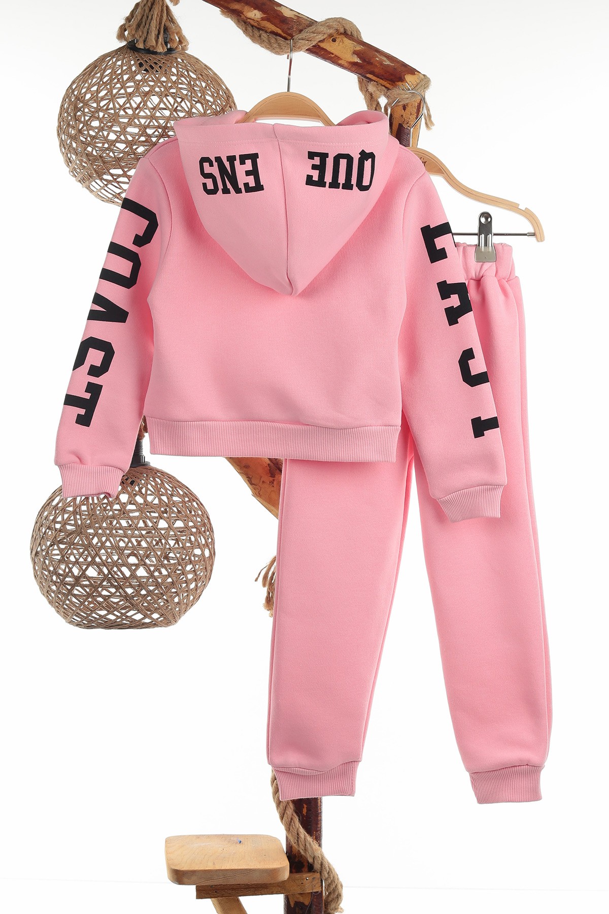 Pembe (3-6 Yaş) Coast Kol Baskılı Üç İp Şardonlu Kız Çocuk Takım 139594