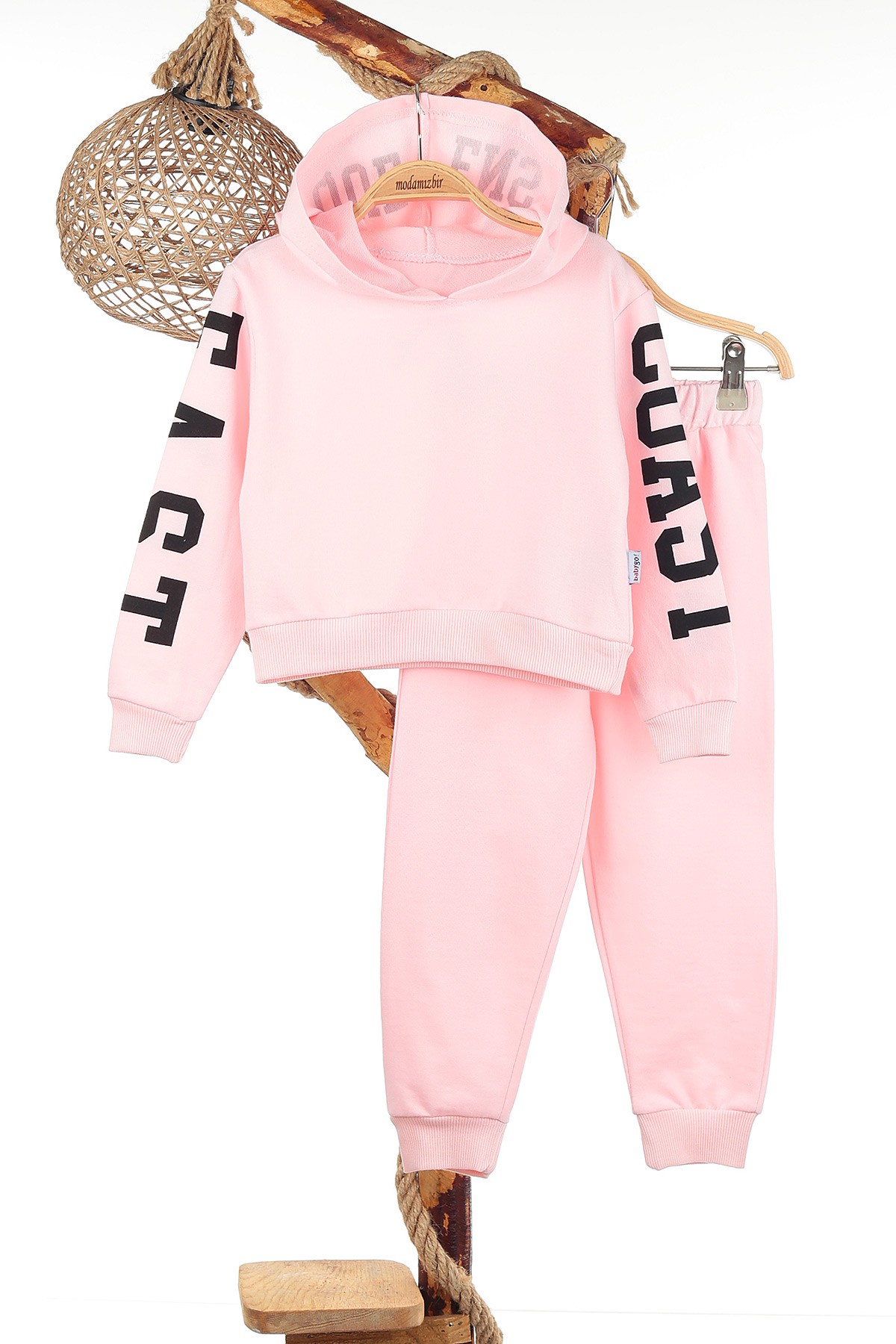 Pembe (3-6 Yaş) Coast Kol Baskılı Üç İp Şardonlu Kız Çocuk Takım 142187