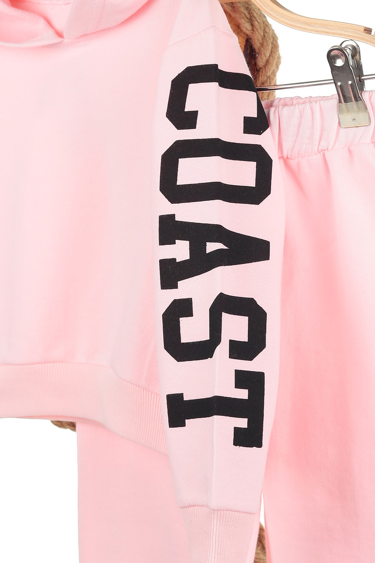 Pembe (3-6 Yaş) Coast Kol Baskılı Üç İp Şardonlu Kız Çocuk Takım 142187
