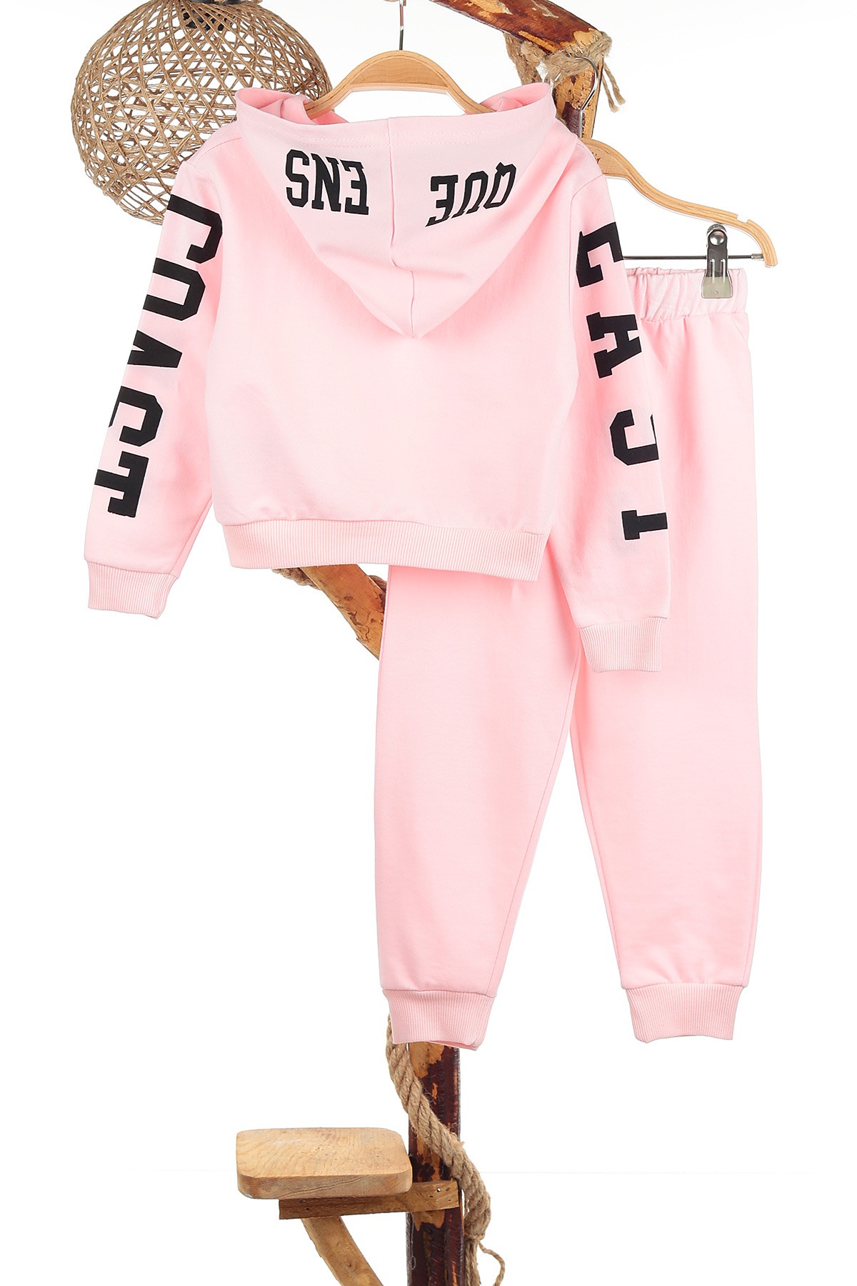 Pembe (3-6 Yaş) Coast Kol Baskılı Üç İp Şardonlu Kız Çocuk Takım 142187