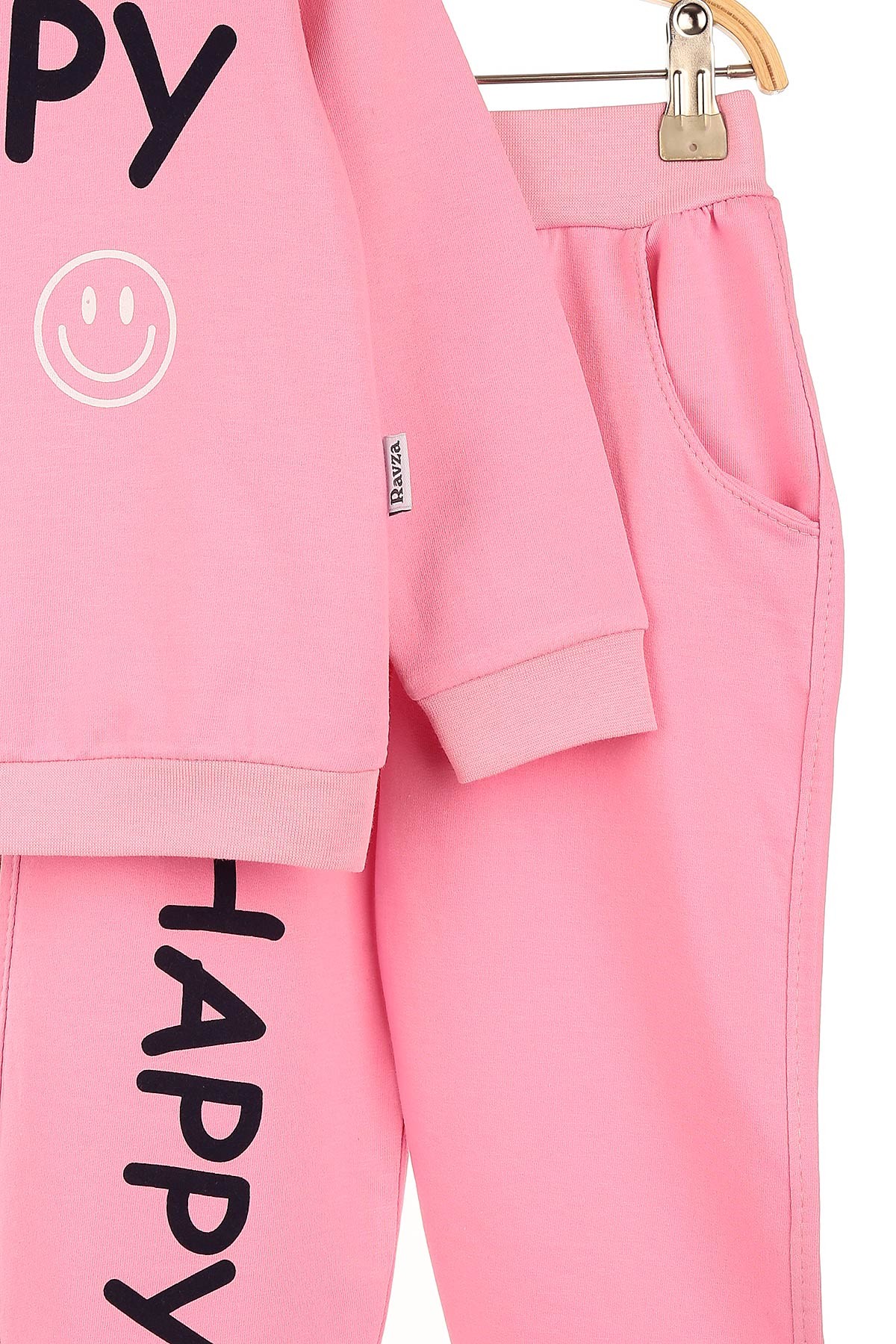 Pembe (3-6 Yaş) Happy Emoji Baskılı Kız Çocuk Takım 147019