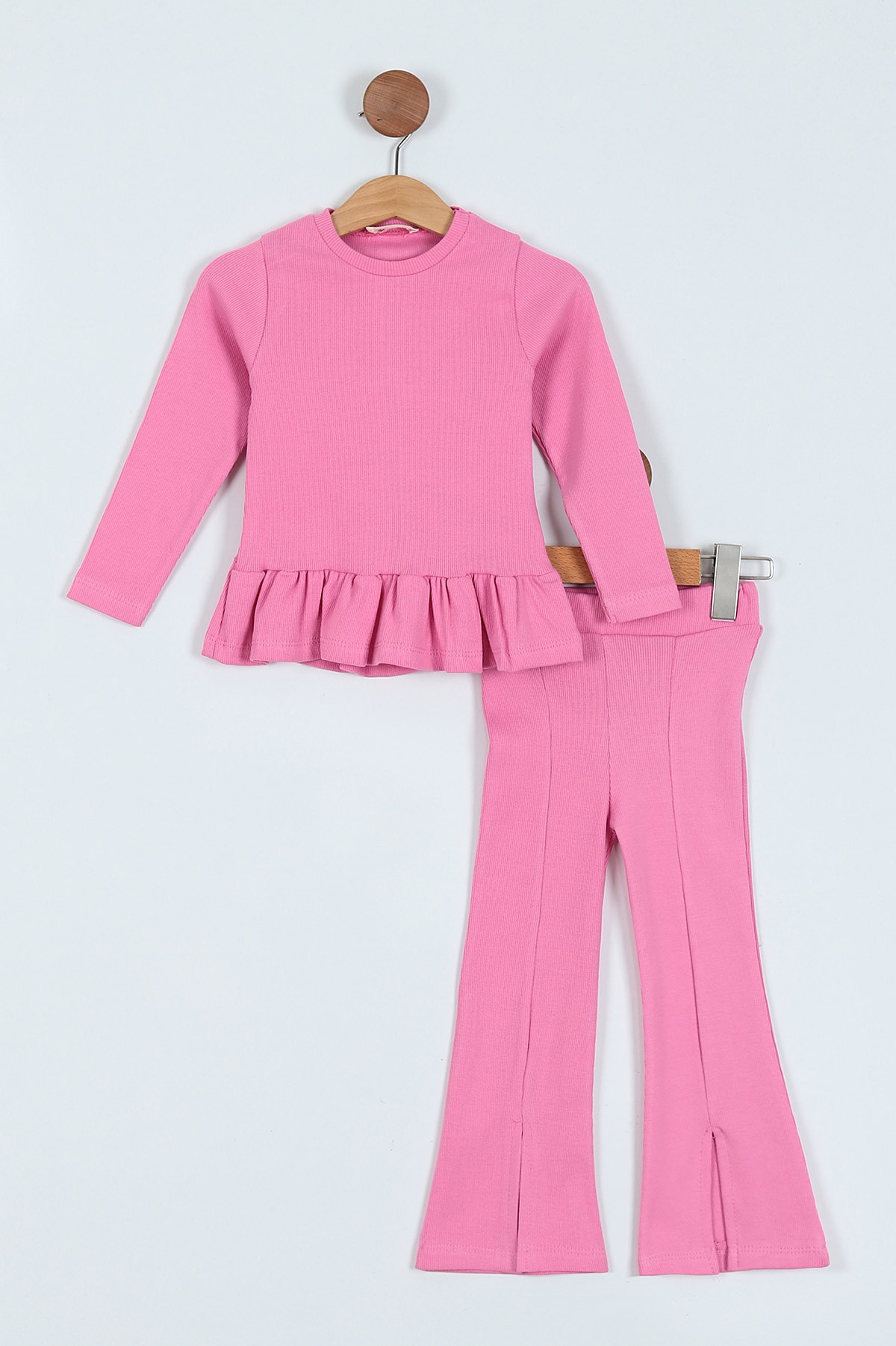 Pembe (3-6 Yaş) Kaşkorse Fitilli Fırfırlı Kız Çocuk Takım 218506
