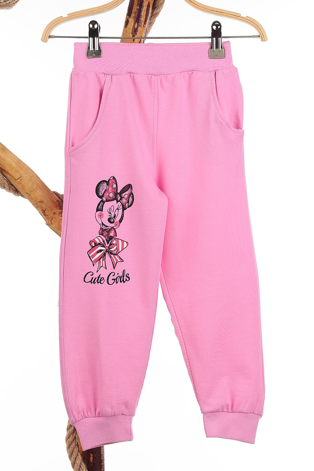 Pembe (3-6 Yaş) Papyonlu Kız Baskılı Kız Çocuk Takım 142635