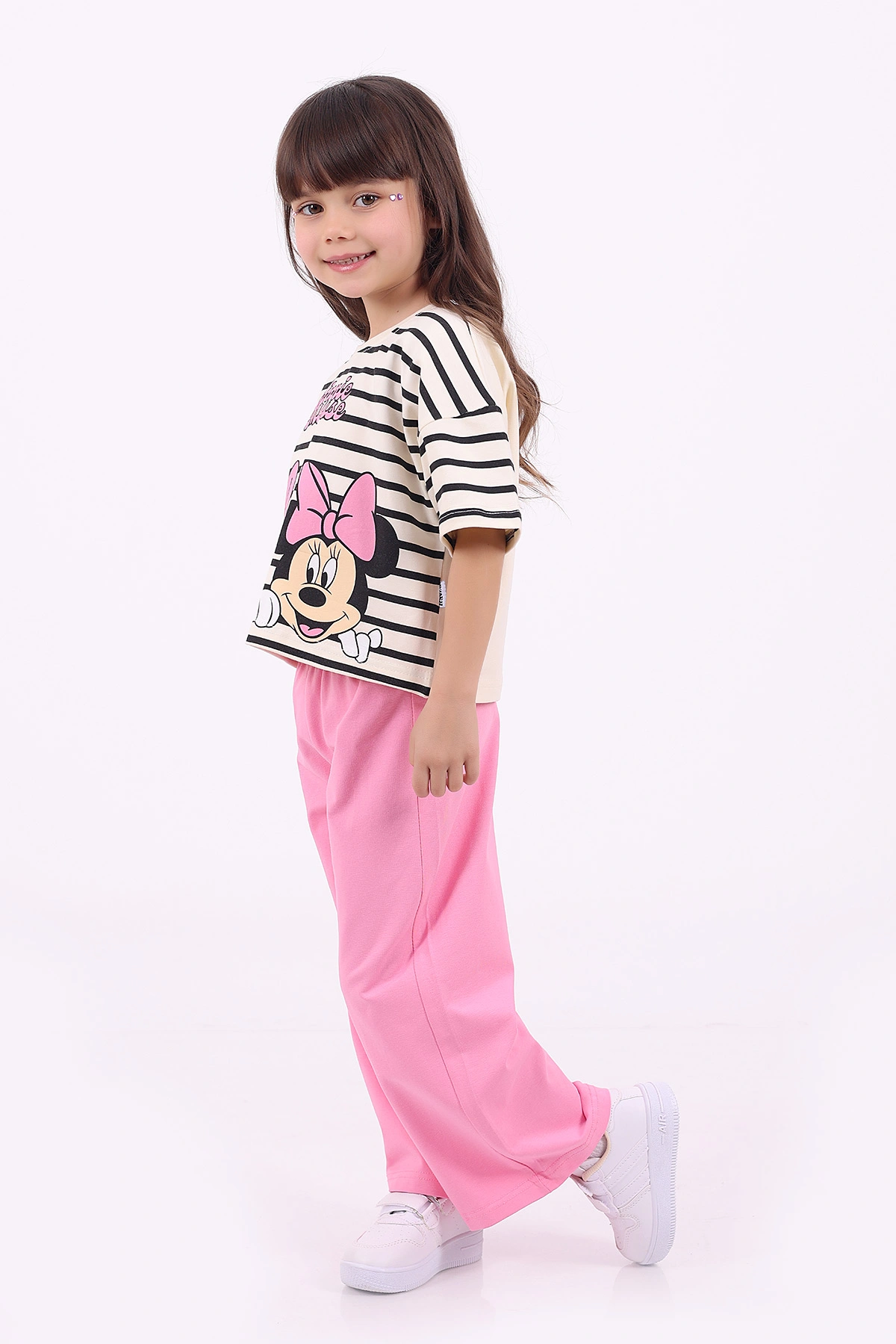 Pembe (3-6 Yaş)Çizgi Desen Karakter Baskılı Kız Çocuk Yazlık Takım 347600