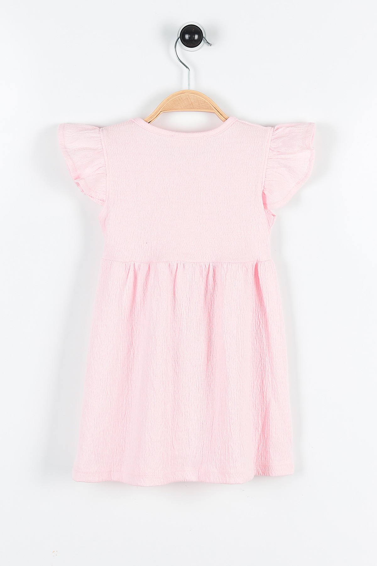 Pembe (3-7 Yaş) Ayı Oyuncaklı Kol Fırfırlı Kız Çocuk Elbise 169826