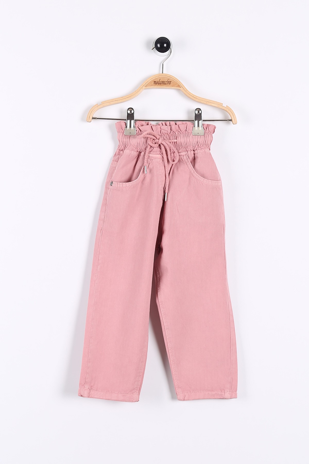 Pembe (3-7 Yaş) Büzgülü Bel Bağlamalı Kız Çocuk Pantolon 174791