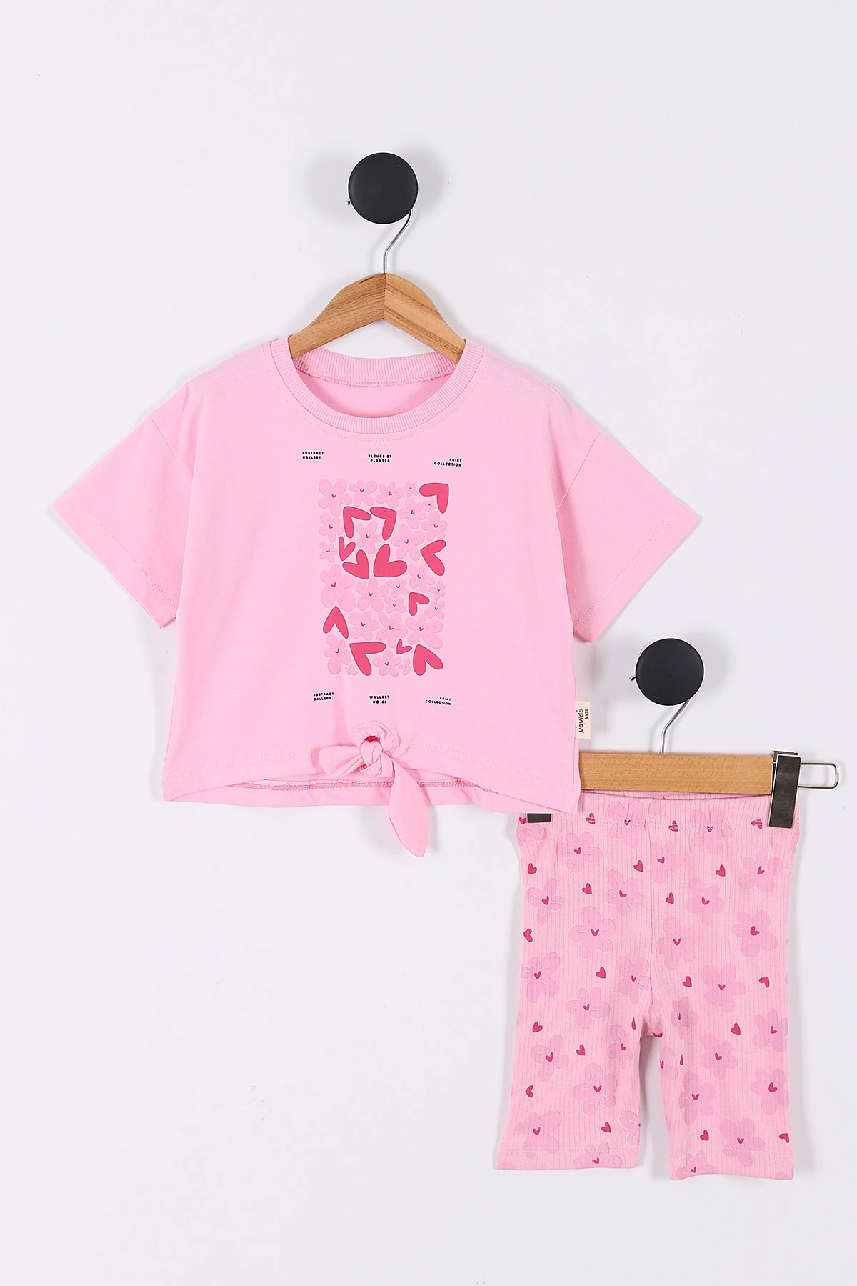 Pembe (3-7 Yaş) Çiçek Baskılı Kız Çocuk Takım 266174