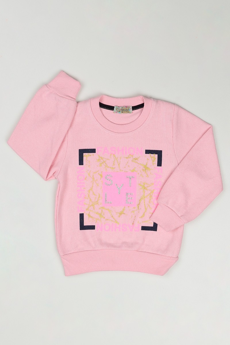 Pembe (3-7 Yaş) Fashion Baskılı Kız Çocuk Sweatshirt 84806