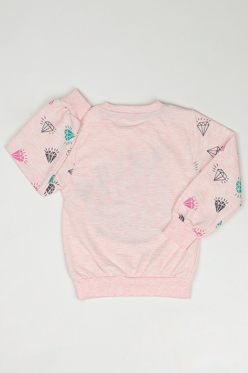 Pembe (3-7 Yaş) Give Baskılı Kız Çocuk Sweatshirt 90348