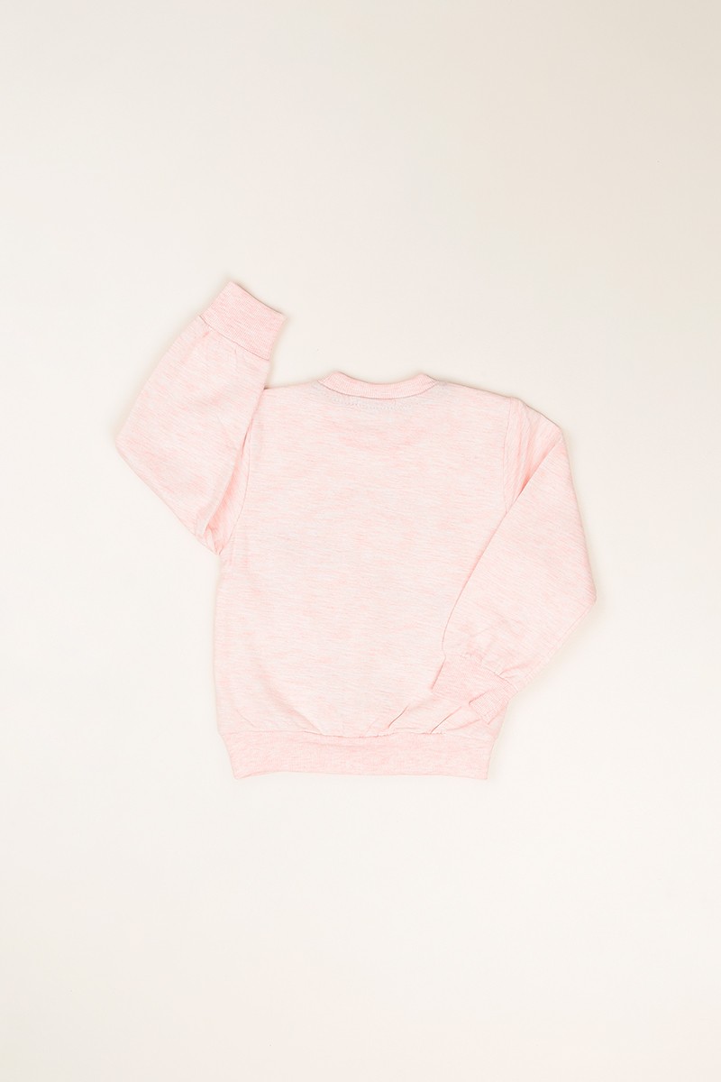 Pembe (3-12 Yaş) Happy Baskılı İçi Şardonlu Kız Çocuk Sweatshirt 82153