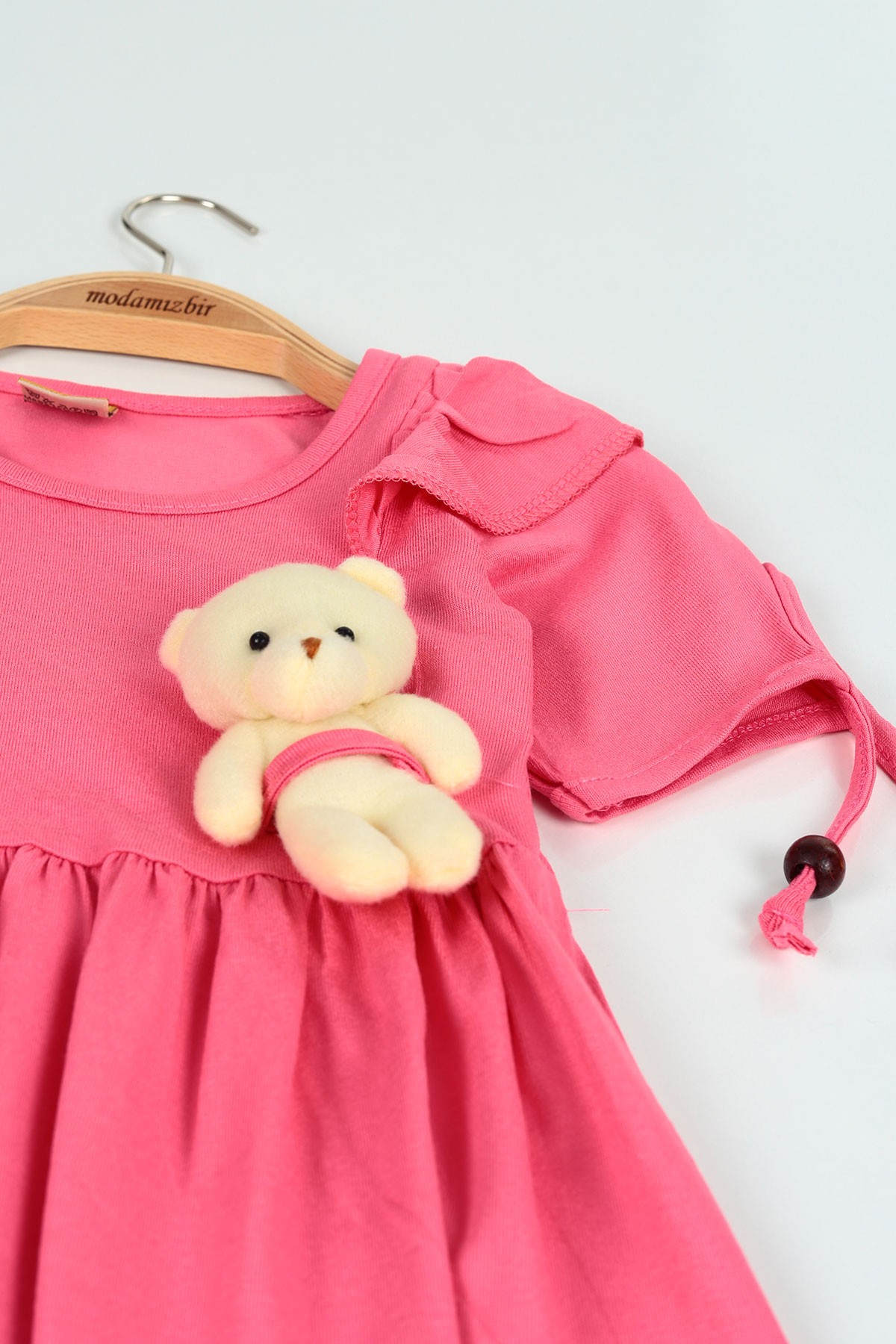Pembe (3-7 yaş) Kolu Boncuklu Kız Çocuk Elbise 118619