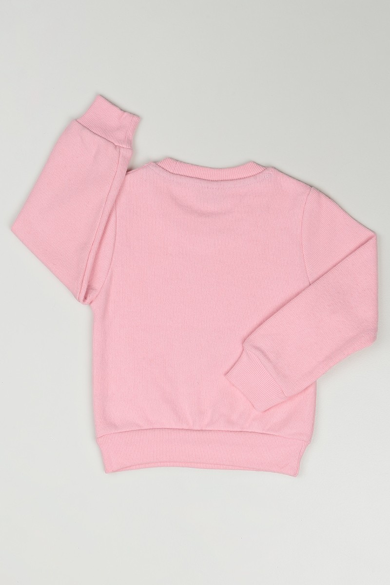 Pembe (3-7 Yaş) Yıldız Baskılı Kız Çocuk Sweatshirt 84764