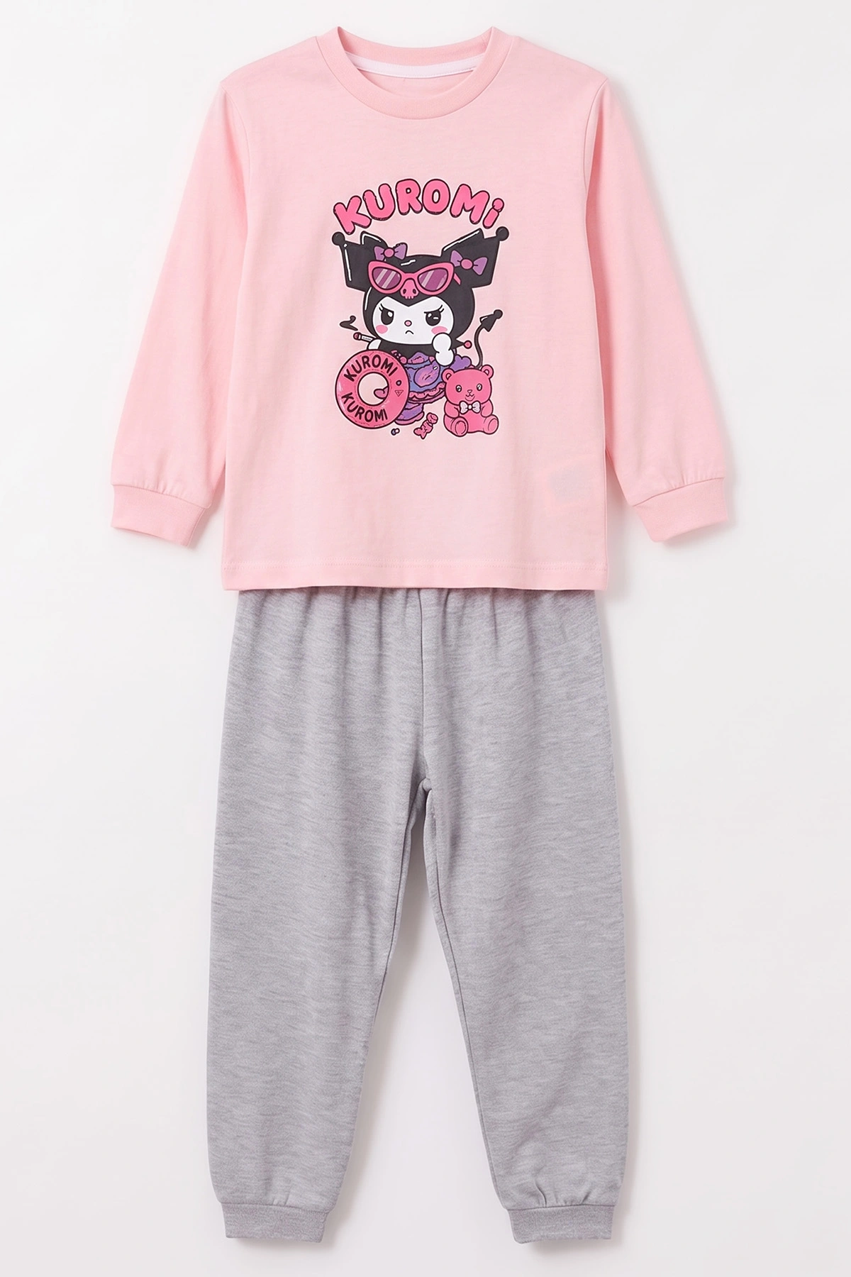 Pembe (3-8 Yaş) Karakter Baskılı İnterlok Kumaş Kız Çocuk Pijama Takım 491058