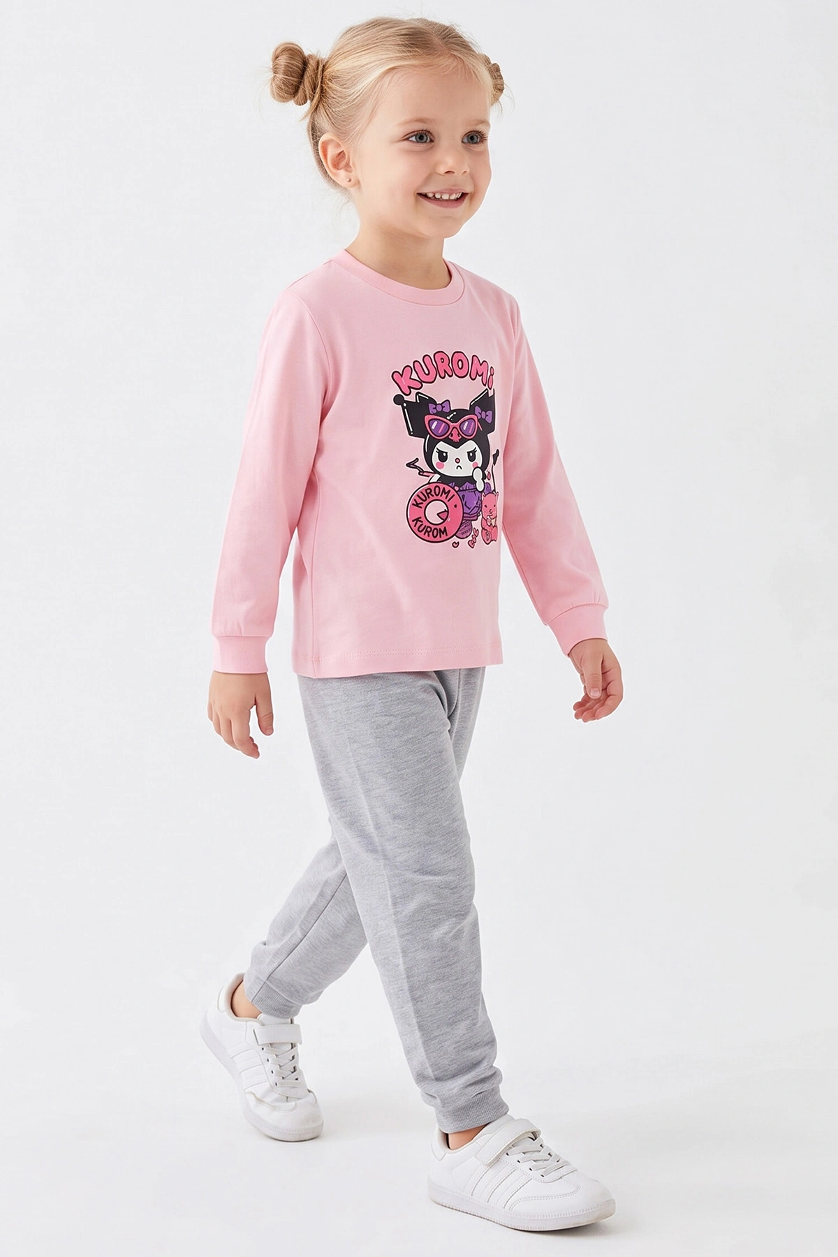 Pembe (3-8 Yaş) Karakter Baskılı İnterlok Kumaş Kız Çocuk Pijama Takım 491058