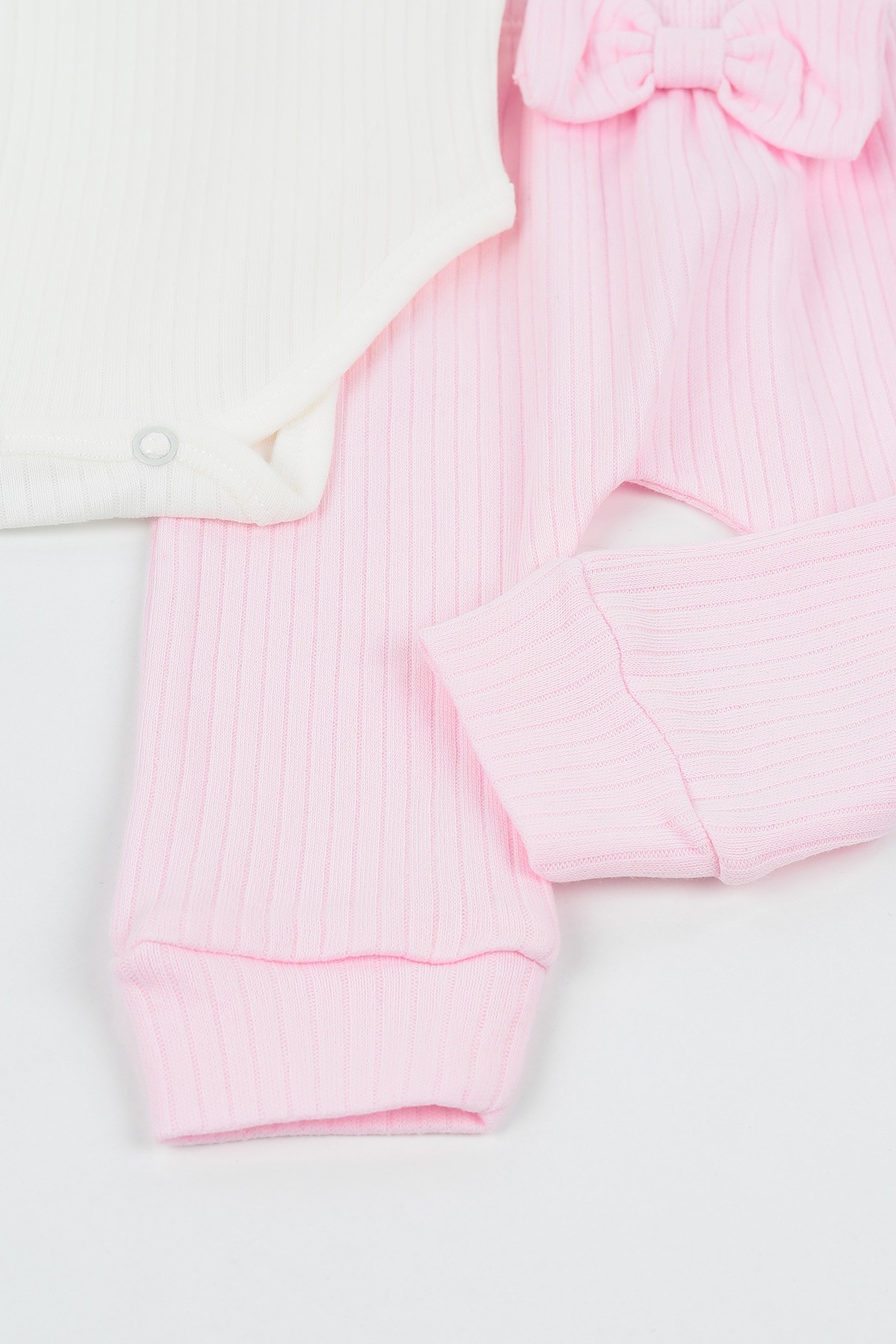 Pembe (3-9 Ay) Dantelli Fistolu Kız Çocuk Zıbın Takım 138759
