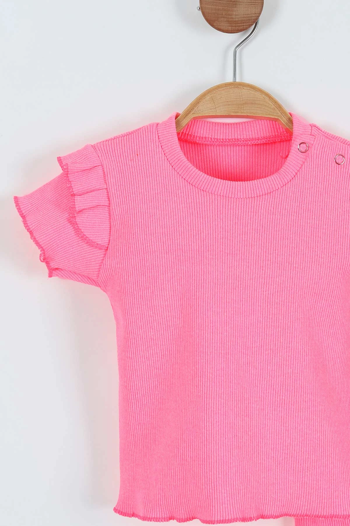Pembe (3-9 Ay) Kol Fırfırlı Fitilli Kız Bebek Takım 264735