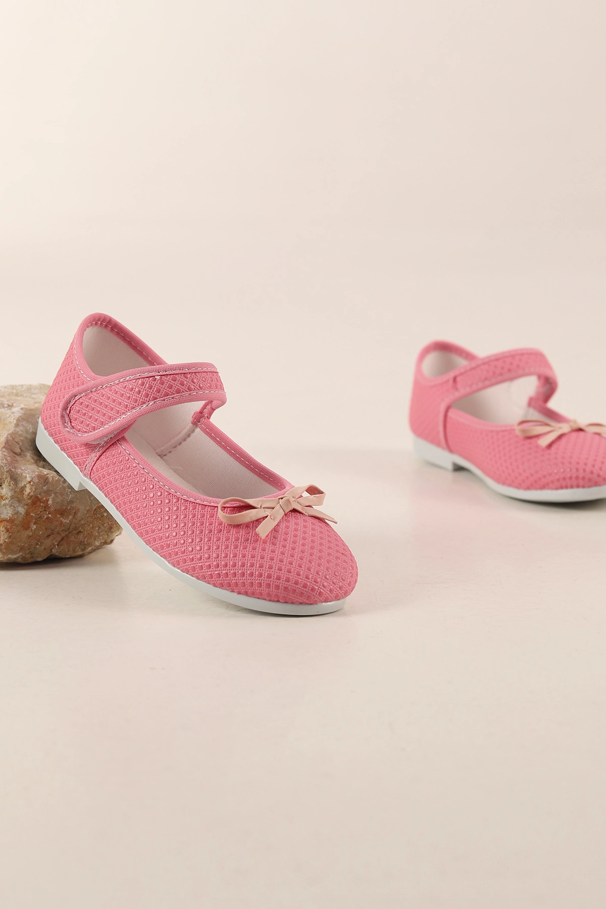 Pembe ( 30 - 35 ) Fiyonk Detaylı Cırtlı Kız Bebek Babet 440882