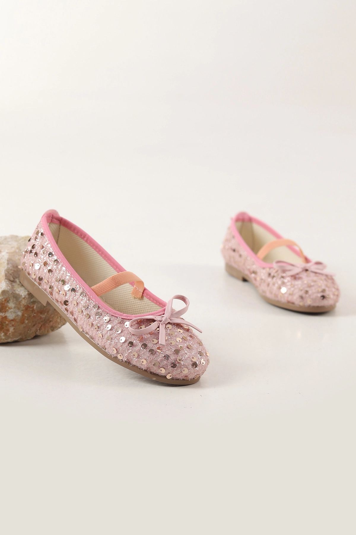 Pembe ( 30 - 35 ) Fiyonklu Pul Detaylı Kız Çocuk Babet 455355