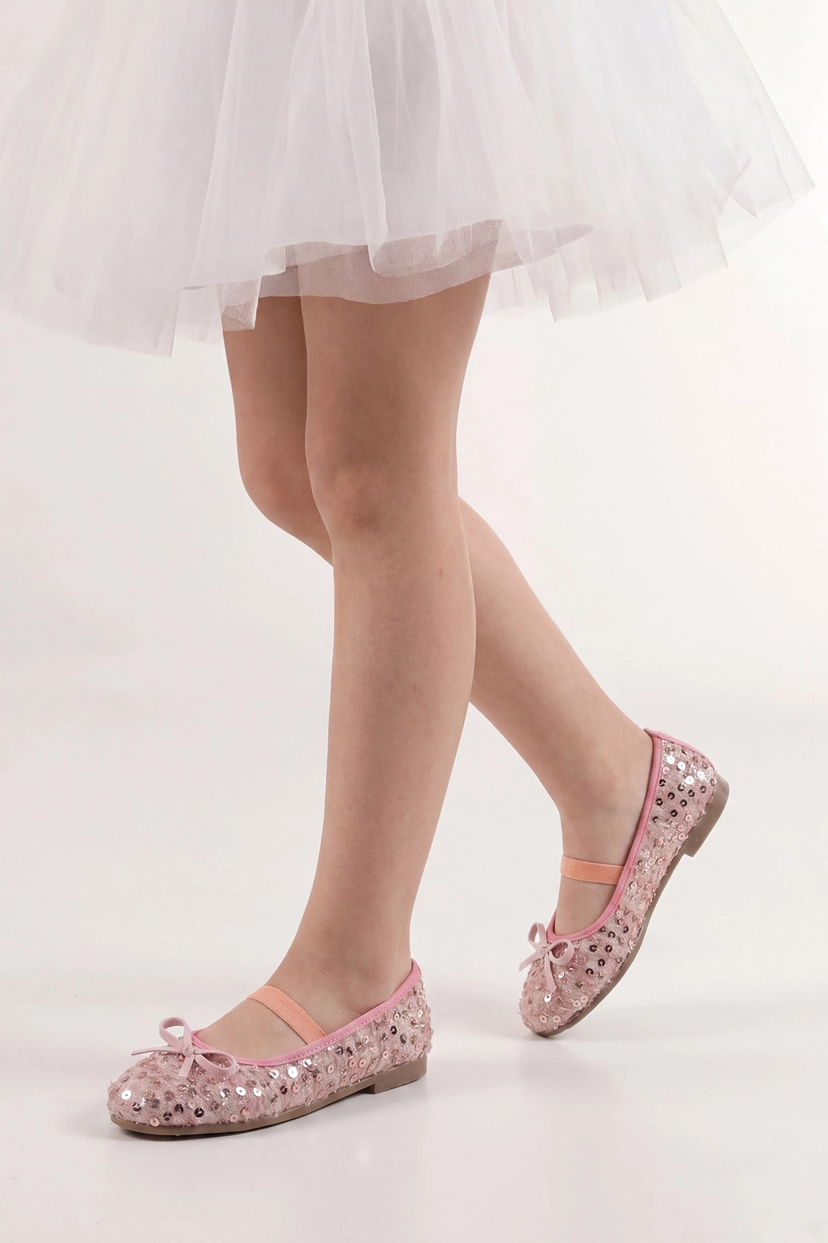 Pembe ( 30 - 35 ) Fiyonklu Pul Detaylı Kız Çocuk Babet 455355