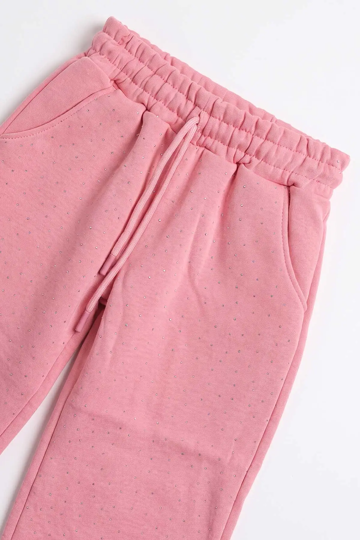 Pembe (4-11 Yaş) Çiçek Nakışlı Taşlı Baskılı 3 İp Şardonlu Kız Çocuk Kışlık Takım 482971