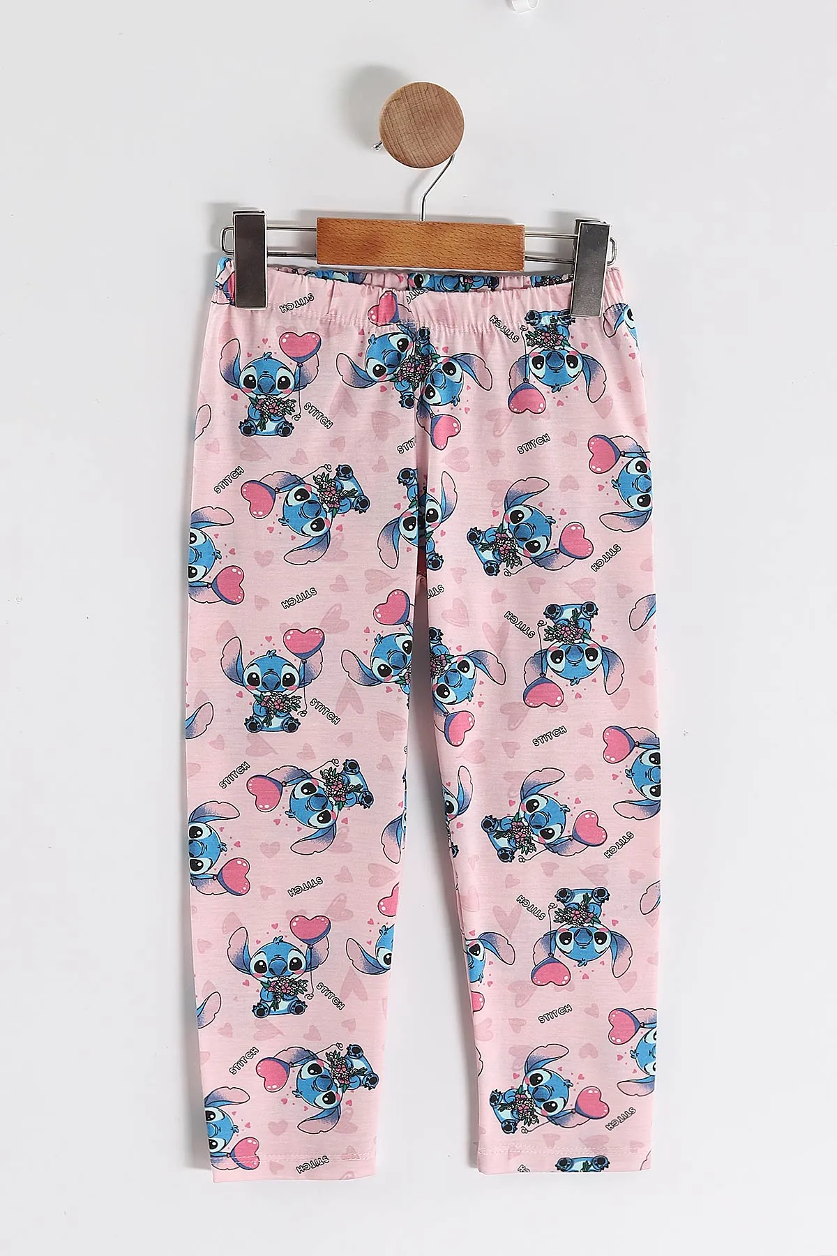 Pembe (4-12 Yaş) Baskılı Uzun Kol Ön Düğmeli Göz Bandı Detaylı Kız Çocuk Pijama Takım 453260