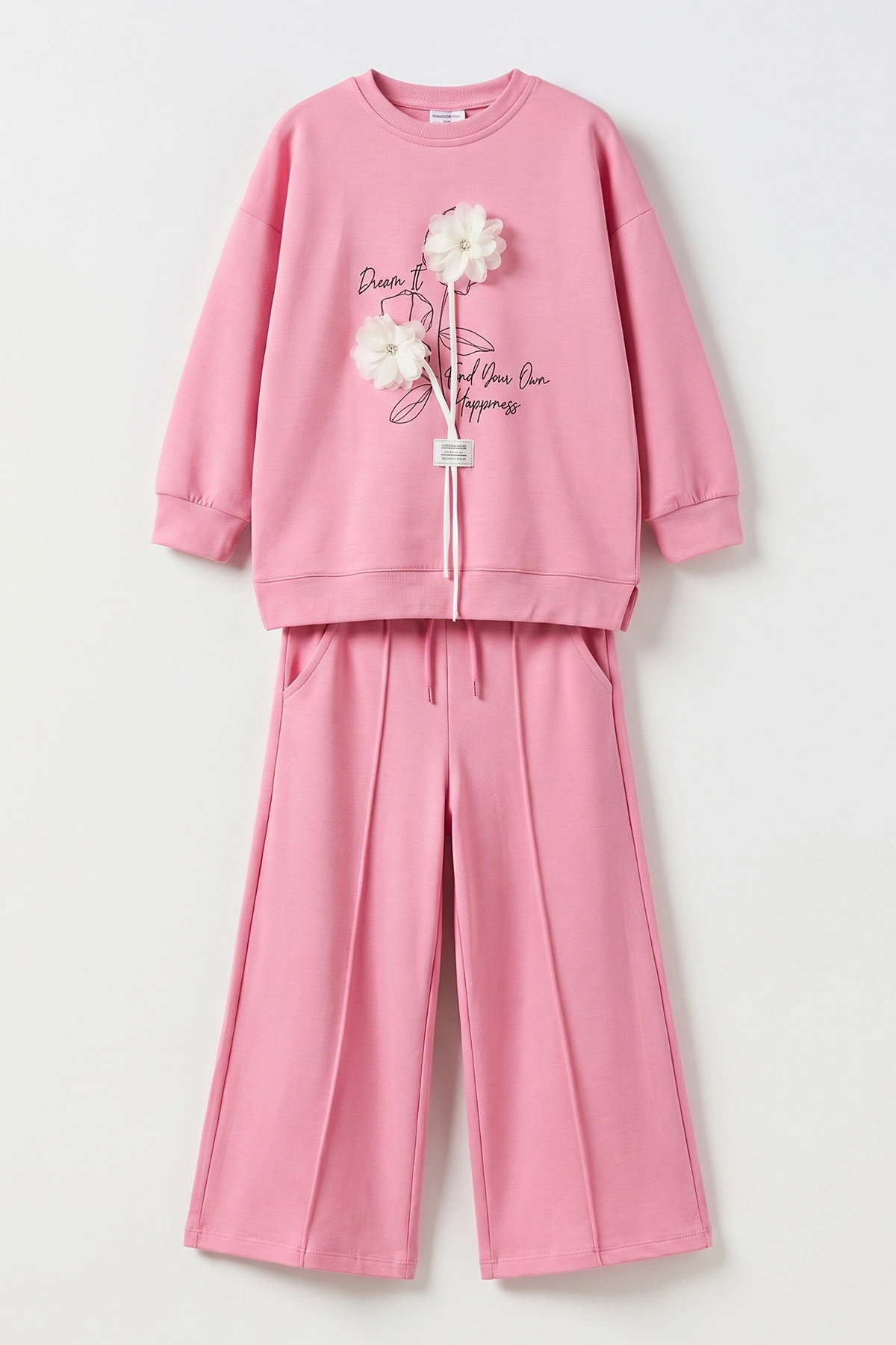 Pembe (4-12 Yaş) Baskılı ve Aksesuarlı Oysho Kız Çocuk 2'li Takım 501990