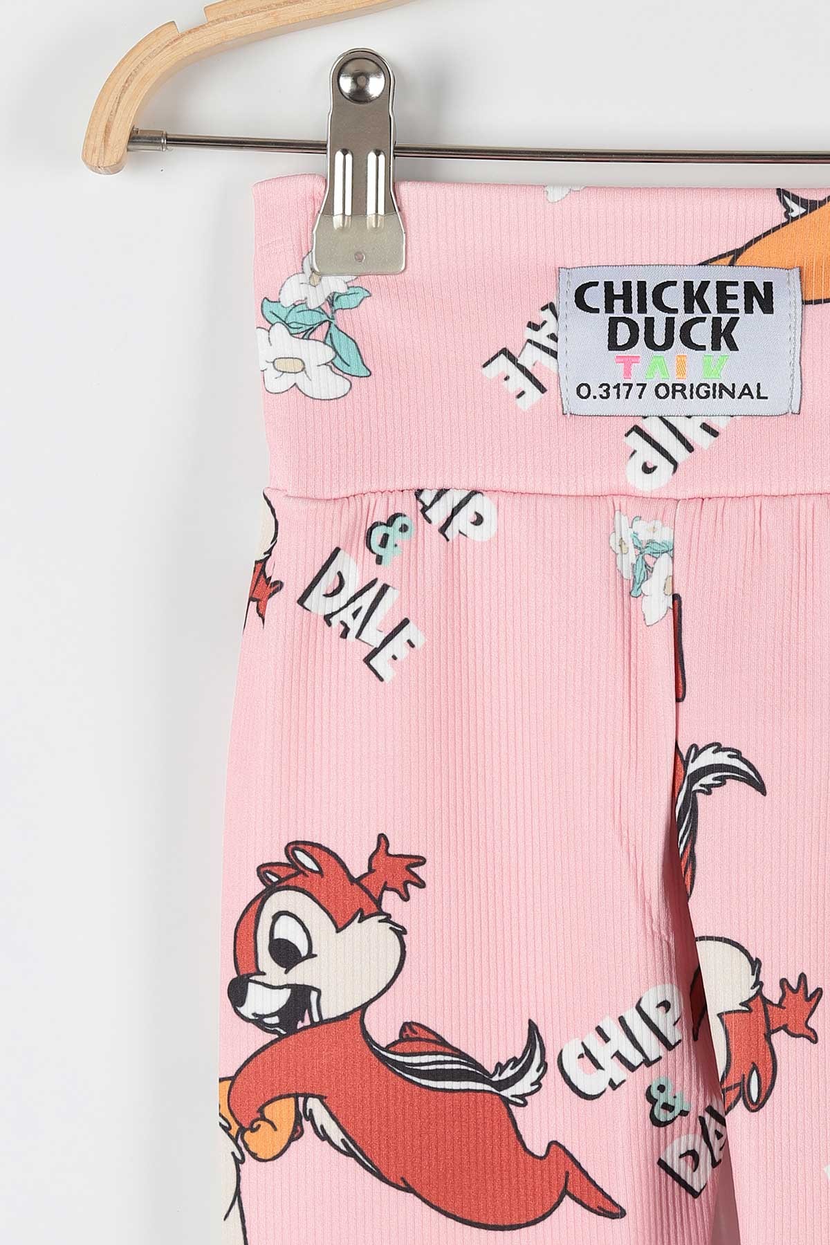 Pembe (4-12 Yaş) Çiçek Sincap Baskılı Fitilli Kız Çocuk Tayt 173358