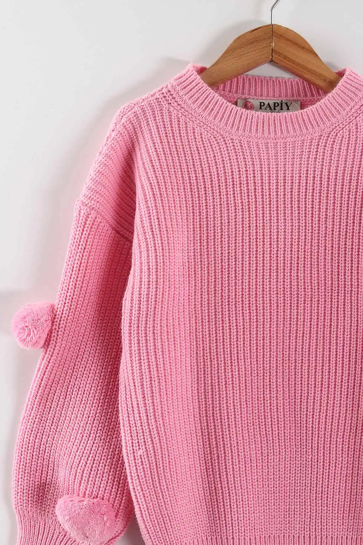 Pembe (4-12  Yaş)  Ponponlu Triko Kazaklı Kot Pantolonlu Kız Çocuk Takım 443356