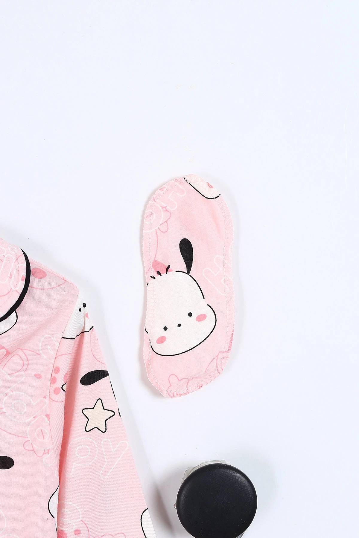 Pembe (4-12 Yaş)Happy Time Baskılı Ön Düğmeli Göz Bandı Detaylı Kız Çocuk Pijama Takım 337897